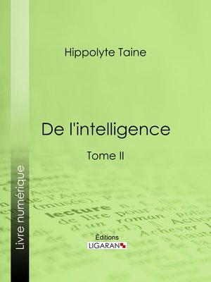 cover image of De l'intelligence